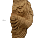 Upper body of a Galbinga with a robe/cloth draped around the shoulders, arms bent in front of the upper body and holding a vessel.